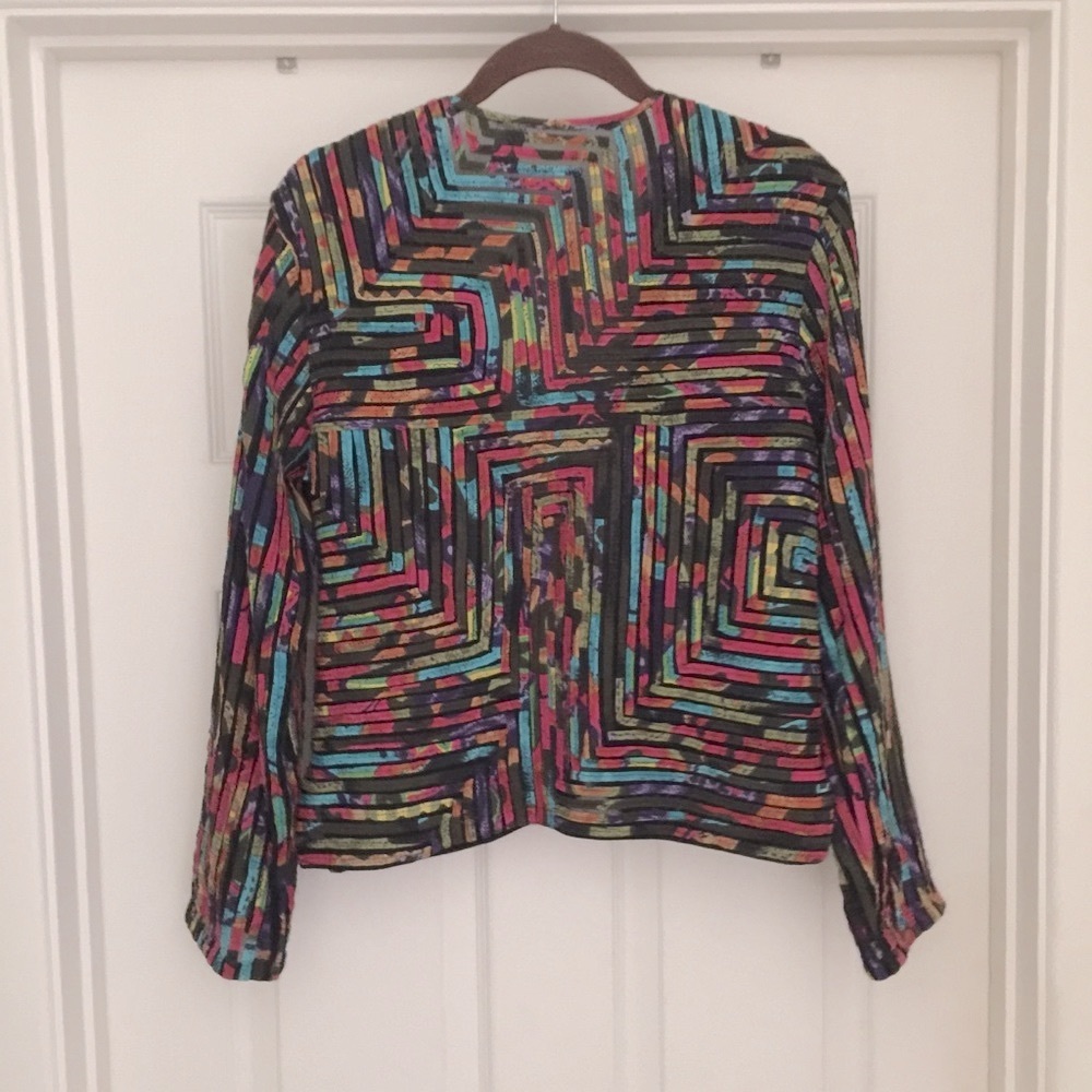 Chico’s Multi Color Ribbon Patchwork Sheer Boho J… - image 2